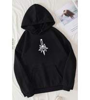 Unisex Skullcracked Baskılı Sweatshirt (Siyah)