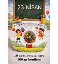 Bonibonlu Şeker Kartı - 23 Nisan Hediyesi - Çocuk Bayramı Hediyesi - 10 Adet