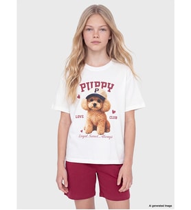 LCW Kids Ekru Kız Çocuk Şortlu Pijama Takımı