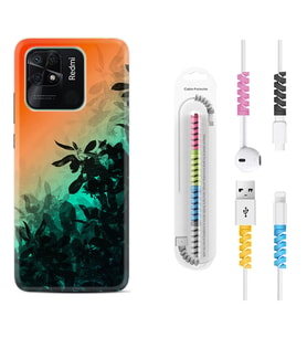 Xiaomi Poco X3 Pro M4 Pro X4 Pro C40 10C Kılıf Kablo Koruma Spiral Silikon Güzel Çiçekler 1712