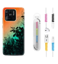 Xiaomi Poco X3 Pro M4 Pro X4 Pro C40 10C Kılıf Kablo Koruma Spiral Silikon Güzel Çiçekler 1712