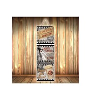 Cinema Lights Camera Tasarımlı Üçlü Retro Ahşap Poster Ü310 Tablo