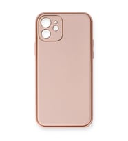 iPhone 12 Kılıf Coco Deri Silikon Kapak - Pembe
