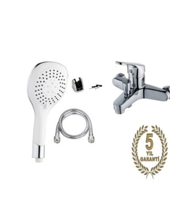 Duş Seti 3 Foksiyonlu Beyaz Duş Başlığı Banyo Bataryası 5 Yıl Garantili