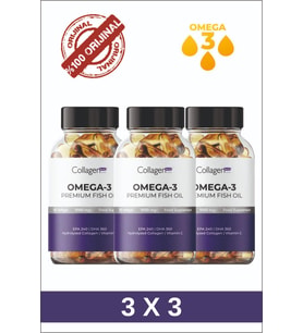 9 Adet Omega-3 Premium Fish Oil 90 Softgel X 1000mg, Balık Yağı, Hidrolize Kolajen