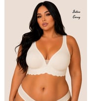 Intive Curvy Önü Transparan Tüllü Nefes Alabilir Büyük Beden Dikişsiz Sütyen (XL-4XL)