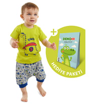 Super Dino Erkek Bebek T-shirt Kapri Şort Takım (Çok Renkli)