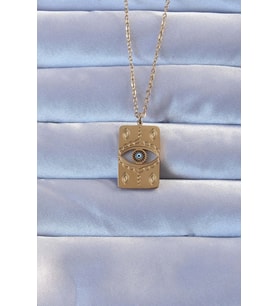 316L Altın Renk İşlemeli Nazarlı Vintage Kolye 5886 - HPSBYI3545-9260