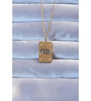 316L Altın Renk İşlemeli Nazarlı Vintage Kolye 5886 - HPSBYI3545-9260