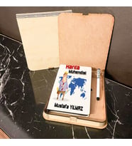 Harita Mühendisine Hediye Ahşap Kutulu Defter Kalem Set 003