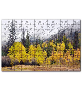 Cakapuzzle Sonbahar Rengi Ağaçlar Arkada Karlı Dağlar Puzzle Yapboz MDF (Ahşap) (120 Parça)