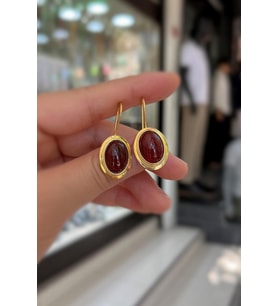 Gümüş akik taşlı sallantılı küpe is989e6