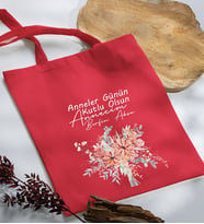 BK Gift Kişiye Özel İsimli Anneler Günü Tasarımlı Kırmızı Kumaş Bez Çanta, Baskılı Omuz Çantası, Alışveriş Çantası, Anneler Günü Hediyesi, Anneye Hediye-9