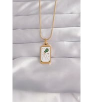 Northcity 316L Çelik Gold Renk Beyaz Mineli Tarot Kolye 5886 - Paslanmaz ve Etkileyici