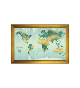 Harita Temalı Kanvas Tablo 50 x 70 cm Gold Çerçeve