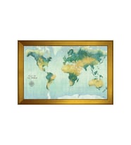 Harita Temalı Kanvas Tablo 50 x 70 cm Gold Çerçeve