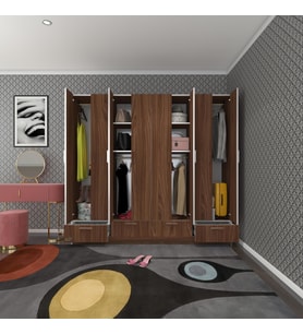 Kenzlife gardırop 8 kapılı 4 çekmeceli zambak 182*200*42 cvz kapaklı gardolap dolap (Karışık)
