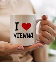 BK Gift I Love Vienna Tasarımlı Beyaz Kupa Bardak