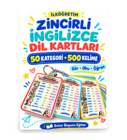 Zincirli İngilizce Dil Kartları – 50 Kategori, 1.000 Kelime, Yaz-Sil Tekrar Alanı