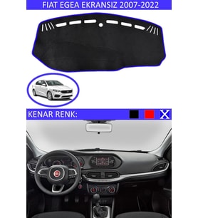 Fiat Egea Ekransız 2007-2022 Için Uygun Torpido Koruma Halısı Siyah Kenar Renk Mavi