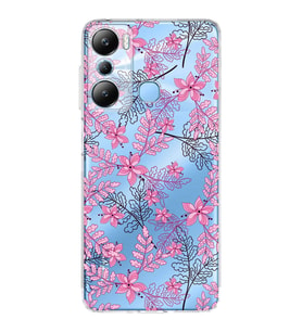 PrintiFy İnfinix Hot 20i Uyumlu Kamera Korumalı Floral Pembe Tasarımlı Şeffaf Silikon Kılıf