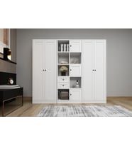 4 Kapili Askilikli Rafli Çekmeceli Giysi Dolabi Gardrop Beyaz 200 Cm G-YD-1062