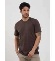 Dufy Kahverengi Erkek Slim Fit Düz O Yaka Tshirt - 105664