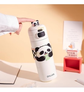 480ml Sevimli Hayvanlar Süslü Pipetli/Pipetsiz El Askılı Paslanmaz Çelik Termos (Kahverengi Capybara)