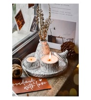 5 Parça Mermer Desen Dekoratif Beton Vazo Ve Vanilya Kokulu Soya Wax Mumluk Takımı