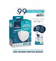 Musk FFP2 Maske Beyaz Renk 30 Adet