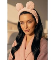 Caş Dekorasyon Pembe Renk Kulaklı Peluş Saç Bandı