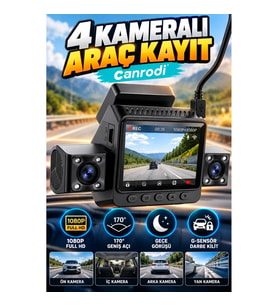 4 Kameralı Araç Kayıt Sistemi – 1080P Full HD 170° Geniş Açı, Gece Görüş ve G-Sensör