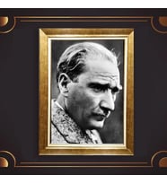 Özel Seri Paspartulu Çerçeveli Atatürk Tablo l817 (Gold)