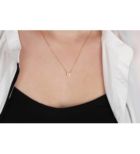 Glorria Gümüş 3 Boyutlu Minimalist N Harfi Kolye (Çok Renkli)
