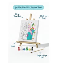 Unicorn Sürpriz Kutusu Çocuk Boyama Tuvali – Şövaleli Eğitici Boyama Seti 20x20 cm