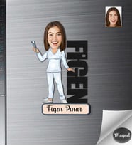 Kişiye Özel Doktor İsimli Kadın Ahşap Magnet -1