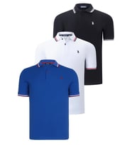 ÜÇLÜ SET T8594 DEWBERRY ERKEK T-SHIRT-SİYAH-BEYAZ-SAKS (Karışık)