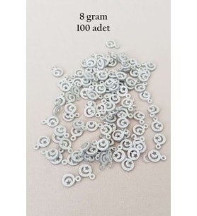 Oya Abiye Bileklik Kolye Pleksi Metalik Plastik Pul Gümüş Renk 8 gram 100 adet - BNC516