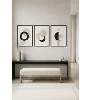 Modern Minimalist Geometrik Soyut 3’lü Ahşap Çerçeveli Tablo Seti