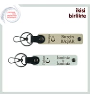 Gurur Dolu Armağan – Ayyıldız ve Türkiye Temalı Kişisel Anahtarlık Set x2, Sütlü Kahve-Beyaz