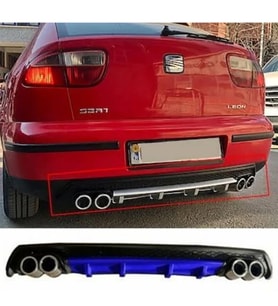 Seat Leon Mk1 Mavi Difüzör Çiftli Yuvarlak Egzoz Görünümlü D Tip Difizör