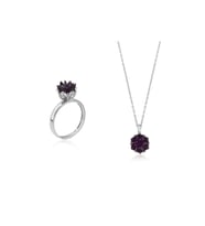 Lotus Çiçeği Yüzük Ve Kolye Seti 925 Ayar Gümüş Set