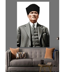 Şık Giyimli Atatürk Portresi Dekoratif Kanvas - Mdf Ahşap Tablo