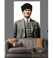 Şık Giyimli Atatürk Portresi Dekoratif Kanvas - Mdf Ahşap Tablo