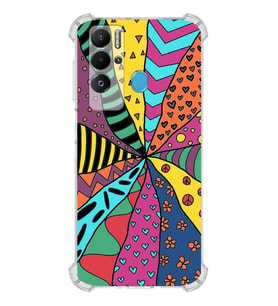 PrintiFy Tecno Pova Neo Uyumlu Retro Color 4 Baskılı Şeffaf Köşe Korumalı Antişok Kılıf