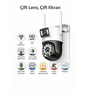 4MP Dual Kamera 360° WiFi IP Kamera – Renkli Gece Görüşlü, İnsan Takipli, Dış Mekan Güvenlik Kamerası