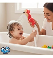 Sevimli Hayvan Figürlü Bebek Duş Başlığı – Annelerin Yardımcısı Eğitici Banyo Oyuncağı, Kolay Kurulum, El-Göz Koordinasyonu Geliştirici, Çocuklar İçin Renkli ve Eğlenceli