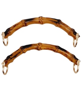 Angel Çanta Aksesuar C Model Bambu Görünümlü 17 cm Çift Sap Light Gold Metalli