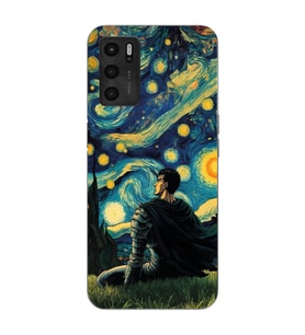 Oppo A16 / A55 Uyumlu Berserk The Starry Night Tasarımlı Şeffaf Telefon Kılıfı