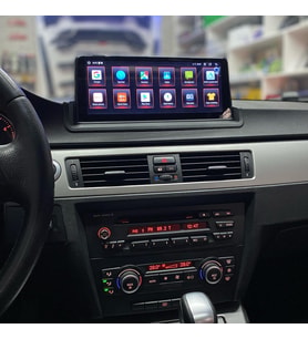 bmw e90 üst ekran CARPLAY NAVİGASYON DVD USB BT KAMERA